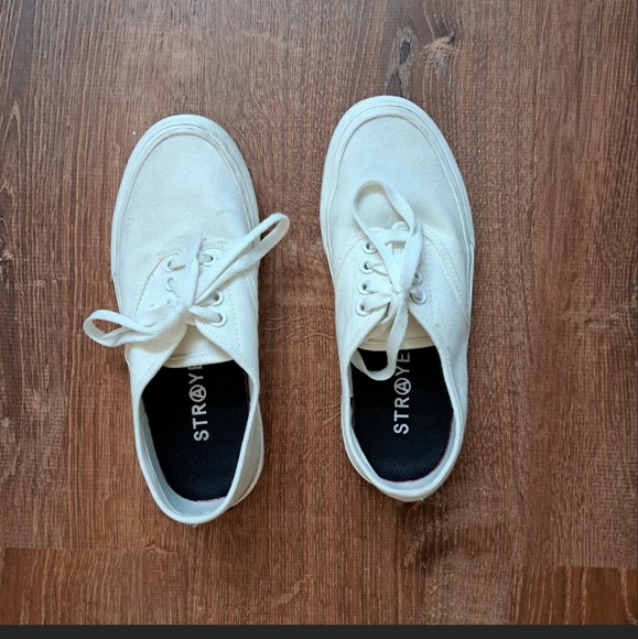 Straye Gower White Canvas Lace Up Sneakers Vegan - Picture 1 of 8